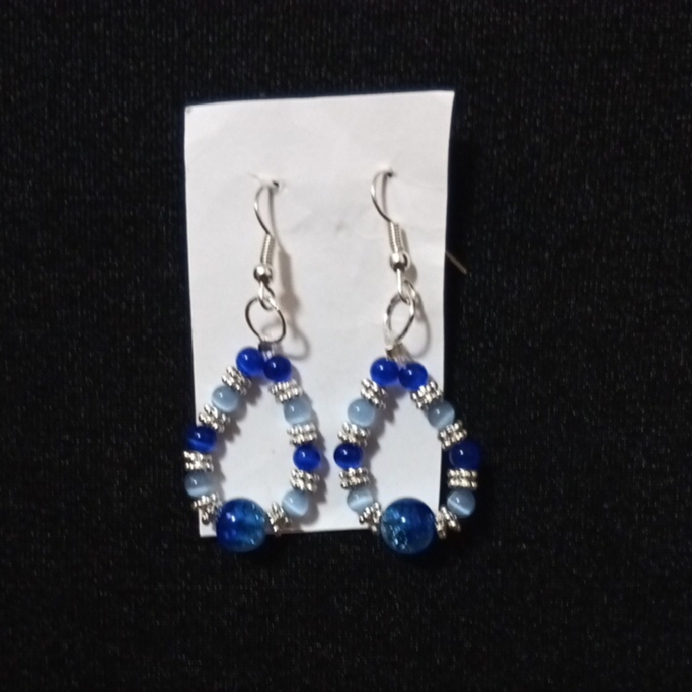 Elegant Handmade Blue Beaded Earrings